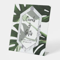 Cartes et cadeaux de mariage en marbre de Monstera
