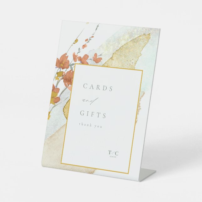 Signe De Table Cartes et cadeaux de mariage fleurs sauvages Gold  (Recto)
