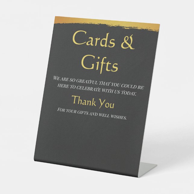 Signe De Table Cartes et Cadeaux de Mariage Midnight Gold (Recto)