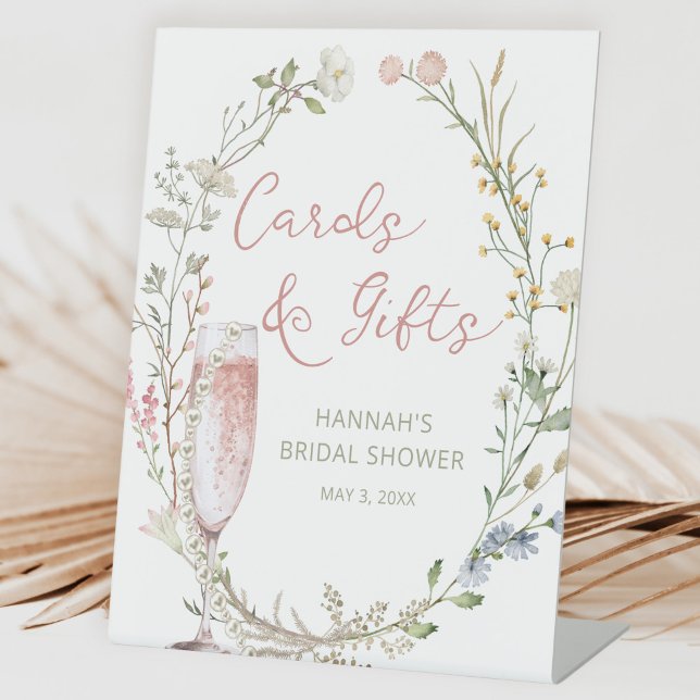 Signe De Table Cartes et Cadeaux de Mariage Perles & Prosecco (Créateur téléchargé)
