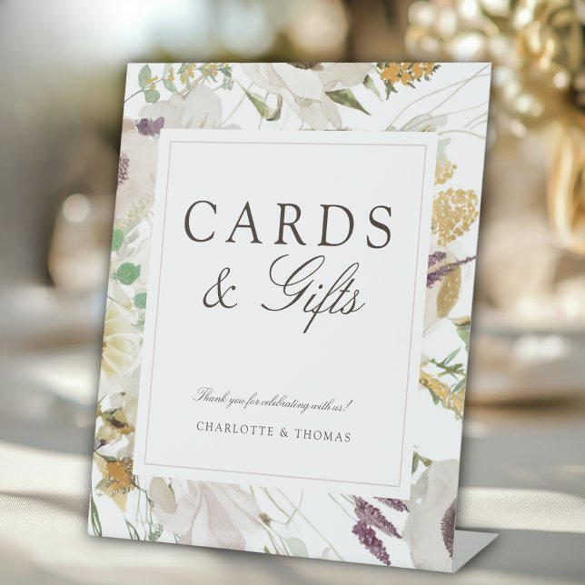 Signe De Table Cartes et cadeaux de mariage printaniers modernes (Modern Spring Wedding Cards & Gifts Pedestal Sign)