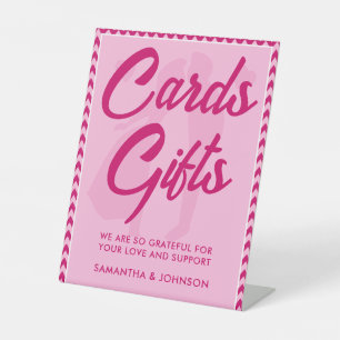 Signe De Table Cartes et Cadeaux de Mariage Rose Pâle Chevron Mod
