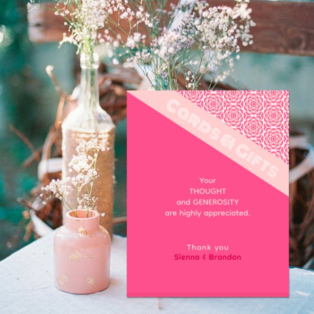 Signe De Table Cartes et cadeaux de mariage rouge Rose géométriqu (Créateur téléchargé)