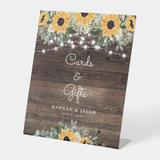 Signe De Table Cartes et cadeaux de mariage rustique Tournesol pe (Recto)