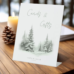 Signe De Table Cartes et cadeaux de mariage rustiques d'hiver ID1