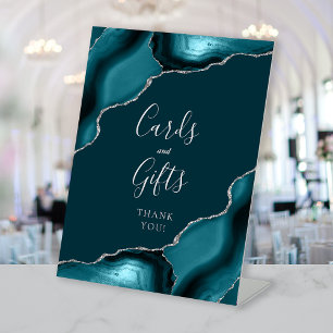 Signe De Table Cartes et cadeaux de mariage turquoise Blue Silver