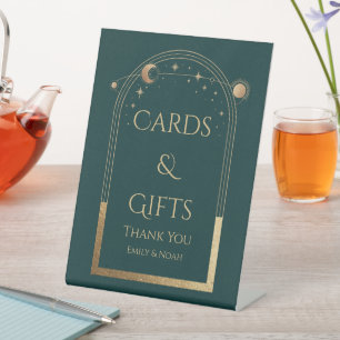 Signe De Table Cartes et Cadeaux de Mariage Vert Céleste Or