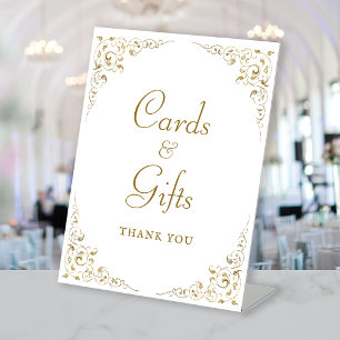 Signe De Table Cartes et cadeaux de mariage Vintage or