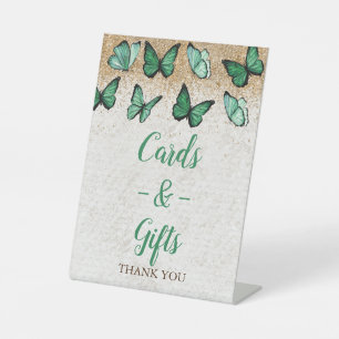 Signe De Table Cartes et cadeaux de papillon vintage vert
