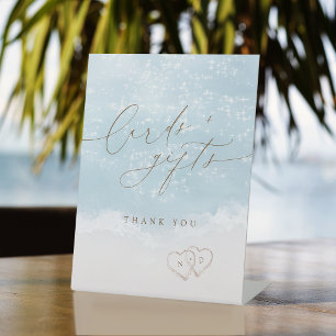 Signe De Table Cartes et cadeaux de plage coeurs de script modern