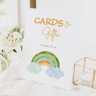 Signe De Table Cartes et Cadeaux de Pluie Arc-en-Ciel de Dinosaur