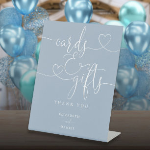Signe De Table Cartes et cadeaux de script de coeur bleu poussiér