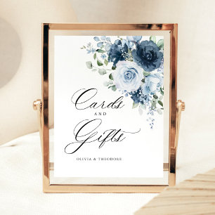 Signe De Table Cartes et Cadeaux de Table de Mariage Fleurs Bleu