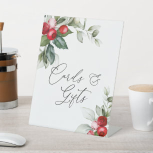 Signe De Table Cartes et cadeaux de verdure de Noël - Présentoir
