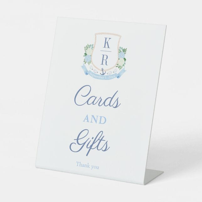 Signe De Table Cartes et cadeaux élégants à monogramme côtier (Recto)
