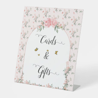 Signe De Table Cartes et cadeaux élégants Roses et Papillons Rose
