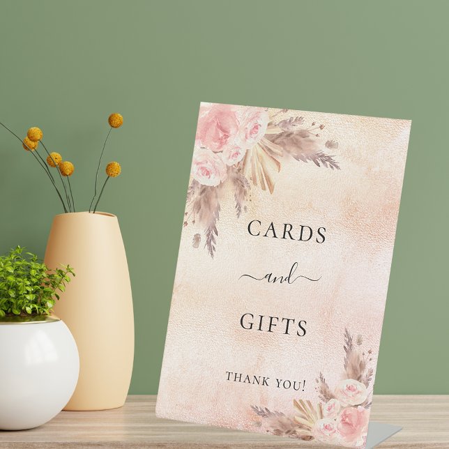 Signe De Table Cartes et cadeaux en herbe des Pampas rose blush f (Créateur téléchargé)
