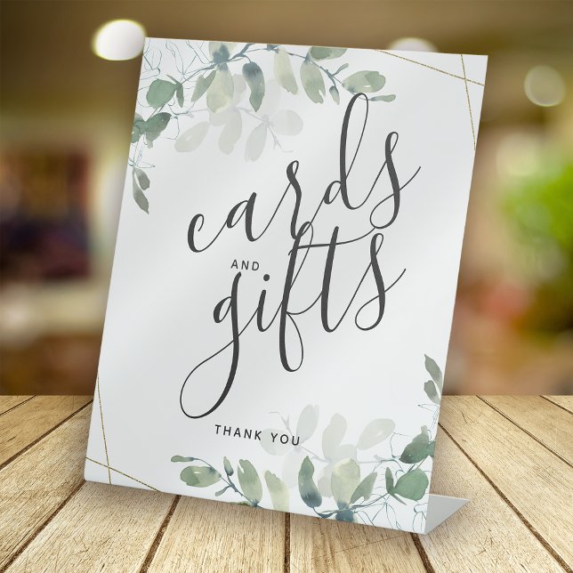 Signe De Table Cartes et cadeaux Eucalyptus Gold (Créateur téléchargé)