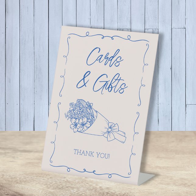 Signe De Table Cartes et cadeaux Fête des mariées de marché de l' (Cards & Gifts Farmer's Market Bridal Shower Pedestal Sign)