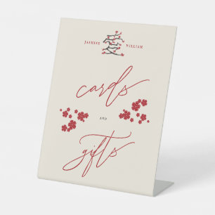 Signe De Table Cartes et Cadeaux Fleur de Cerisier Rouge d'Amour