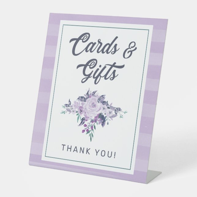 Signe De Table Cartes et Cadeaux Fleuris Lavande Chic Violet et B (Recto)