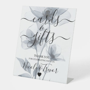 Signe De Table Cartes et cadeaux Fleurs translucides Aquarelle bl