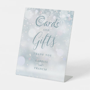 Signe De Table Cartes et cadeaux Flocons de neige d'hiver