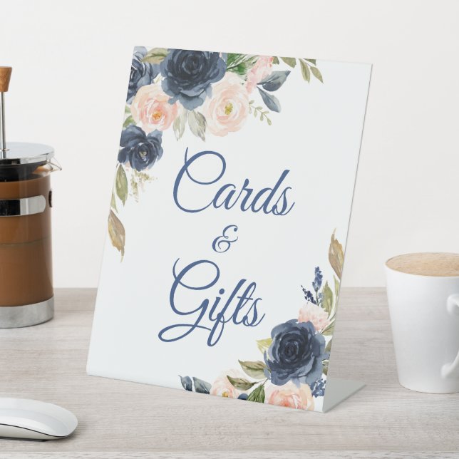 Signe De Table Cartes et cadeaux Floral bleu et bleu marine (In SItu)