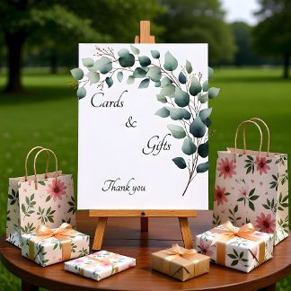 Signe De Table Cartes et Cadeaux Floraux au Simple Eucalyptus