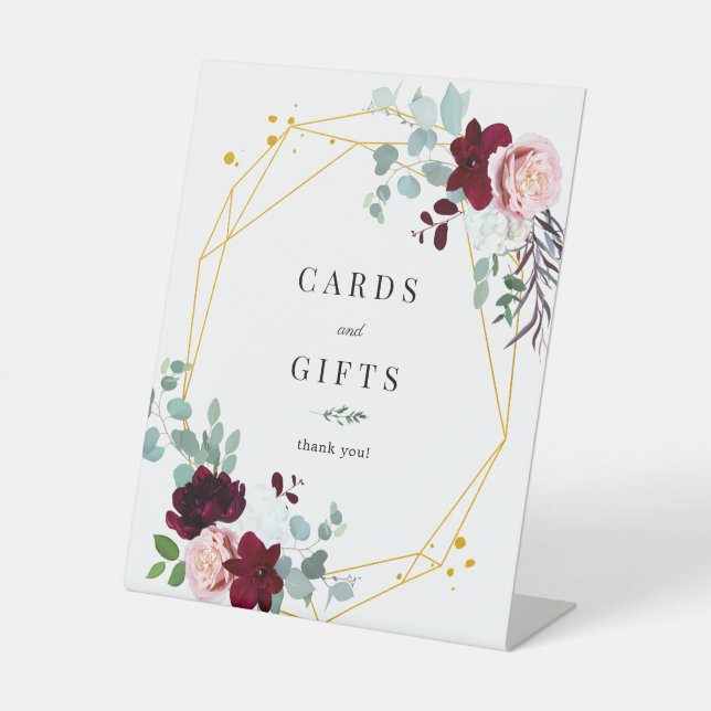 Signe De Table Cartes et cadeaux floraux Eucalyptus rose (Recto)