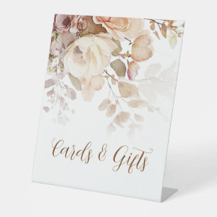 Signe De Table Cartes et cadeaux floraux rose pâle en terre cuite