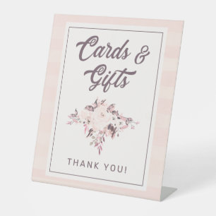 Signe De Table Cartes et Cadeaux Floraux Rose Pâle Mauve et Pêche