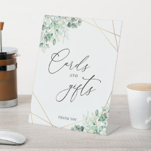 Signe De Table Cartes et cadeaux géométriques Eucalyptus vertes