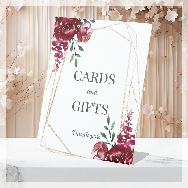 Signe De Table Cartes et cadeaux | Mariage Floral Bourgogne (Créateur téléchargé)
