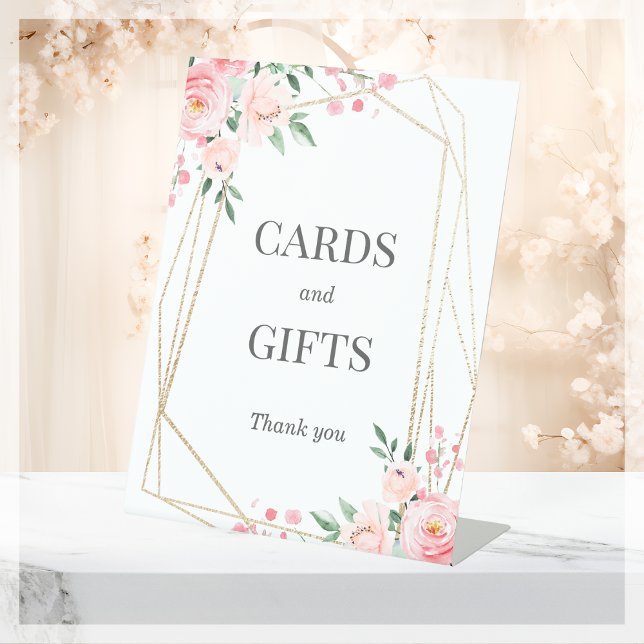 Signe De Table Cartes et cadeaux | Mariage floral rose pâle (Créateur téléchargé)