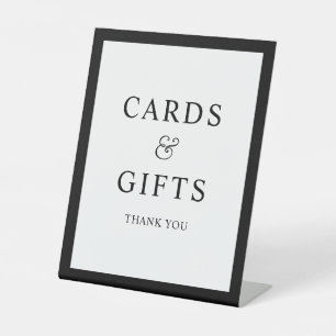 Signe De Table Cartes et cadeaux minimalistes à la frontière noir