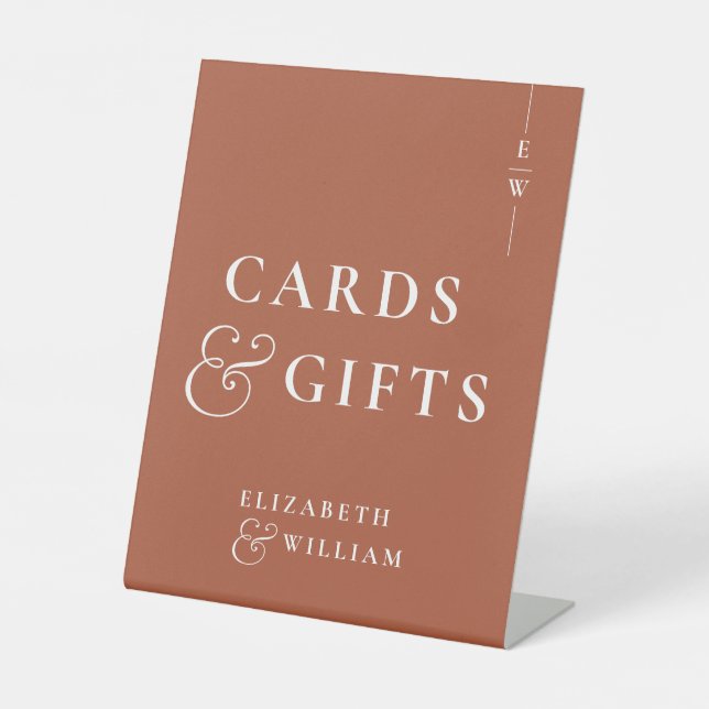 Signe De Table Cartes Et Cadeaux Monogrammes En Terracotta (Recto)