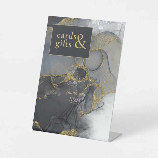 Signe De Table Cartes et cadeaux Moody Ink Charcoal Gold ID988 (Recto)