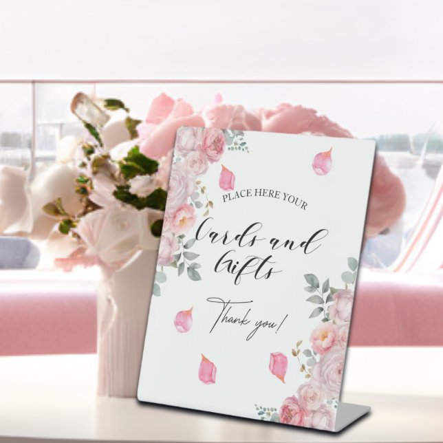 Signe De Table Cartes et cadeaux Pétales Rose Blush (Créateur téléchargé)