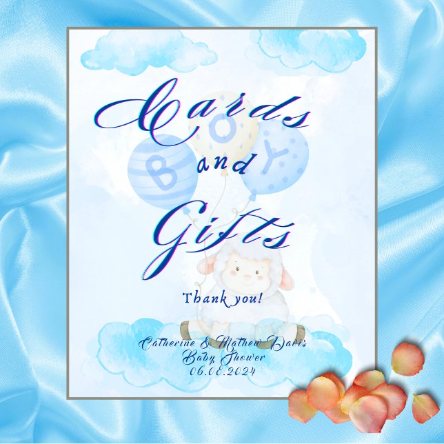 Signe De Table Cartes et cadeaux Petit Baby shower d'agneau bleu (Créateur téléchargé)