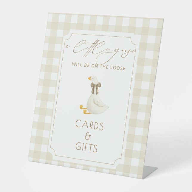 Signe De Table Cartes et Cadeaux Petit Oie Gingham Beige (Recto)