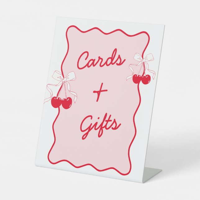 Signe De Table Cartes et cadeaux pour cerisier rouge et rose (Recto)
