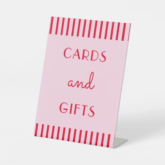 Signe De Table Cartes et cadeaux Retro Rouge & Rose (Recto)