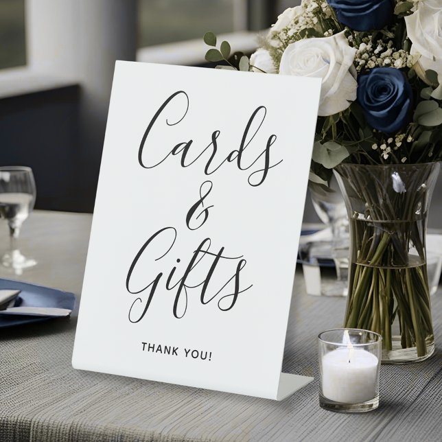Signe De Table Cartes Et Cadeaux Script Mariage De Calligraphie (Cards And Gifts Script Calligraphy Wedding Pedestal Sign
)