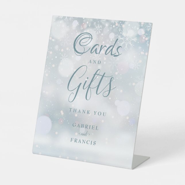 Signe De Table Cartes Et Cadeaux Snowflakes D'Hiver (Recto)