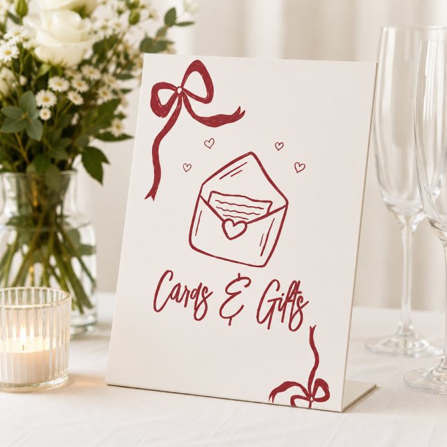 Signe De Table Cartes et Cadeaux That's Amore (cards and gifts sign red bow)