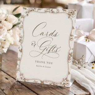 Signe De Table Cartes et Cadeaux Victoriennes Mariage Brun et Crè