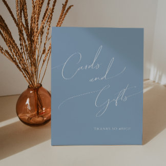 Signe De Table Cartes et cadeaux Whimsical Dusty Blue Baby shower