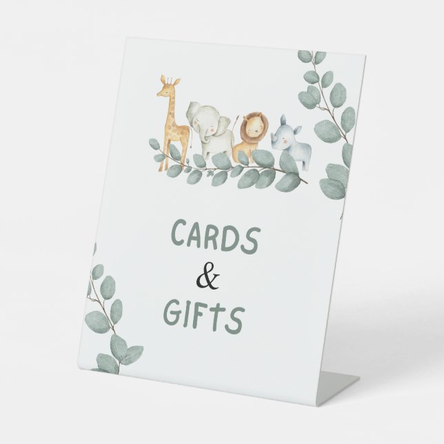 Signe De Table Cartes et cadeaux Wild One Zoo Animaux Baby shower (Recto)