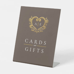 Signe De Table Cartes mariages Brown or coeur monogramme cadeaux